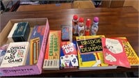 Cribbage, skip-bo, game books, Bingo markers