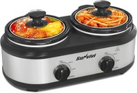 $46  Sunvivi Dual Slow Cooker  2.5 QT 2 Pot  Steel