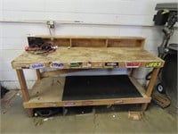 Wood work bench. 73.5"x27"x54"