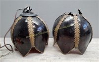 Amber Tulip Swag Globes-Pair