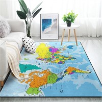 $66  ALAZA Colorful World Map Area Rug 7'x5'