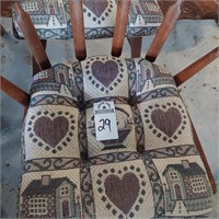 TWO WOODEN CHAIRS, CUSHIONS