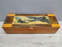 Wood Box W Painted Scene