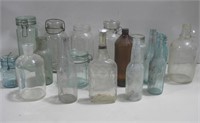 Various Assorted Vtg Bottles & Jars Tallest 10.5"