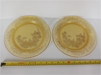 2 Amber Depression Glass Bread & Butter Plates