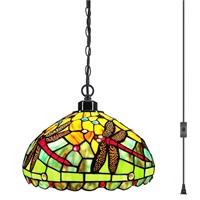ZJART Tiffany Pendant Light Plug in Stained Glass