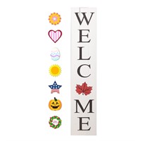 ALBEN Welcome Sign for Front Door Porch with Ornam