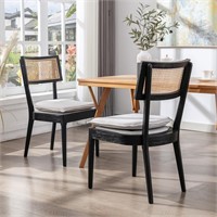 ZSARTS Black Rattan Dining Chairs Set of 2, French