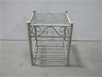 Metal Framed Glass Topped Table See Info