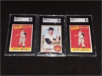 Mickey Mantle SGC Graded 3 Card Lot