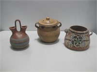 Three Pottery Pieces Tallest 6" See Info