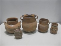 Five Pottery Pieces Tallest 8" See Info