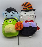 (II) Halloween Squishmallows. Three have tags.