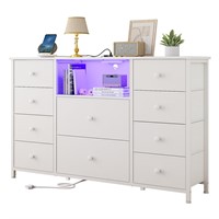 LDTTCUK Dresser with Charging Station and LED Ligh