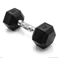 CAP Barbell 15 LB Coated Hex Dumbbell Weight, New