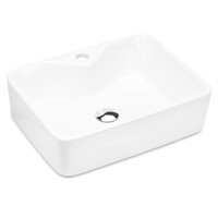 Rectangular Ceramic Bathroom Vessel Sink, 19" Abov