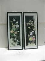 Two 12.5"x 3" Framed Asian Art Pictures