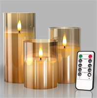 Glass Battery Operated LED Flameless Candles with