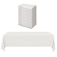 12 Pcs White Rectangular Linen Polyester Fabric Ta