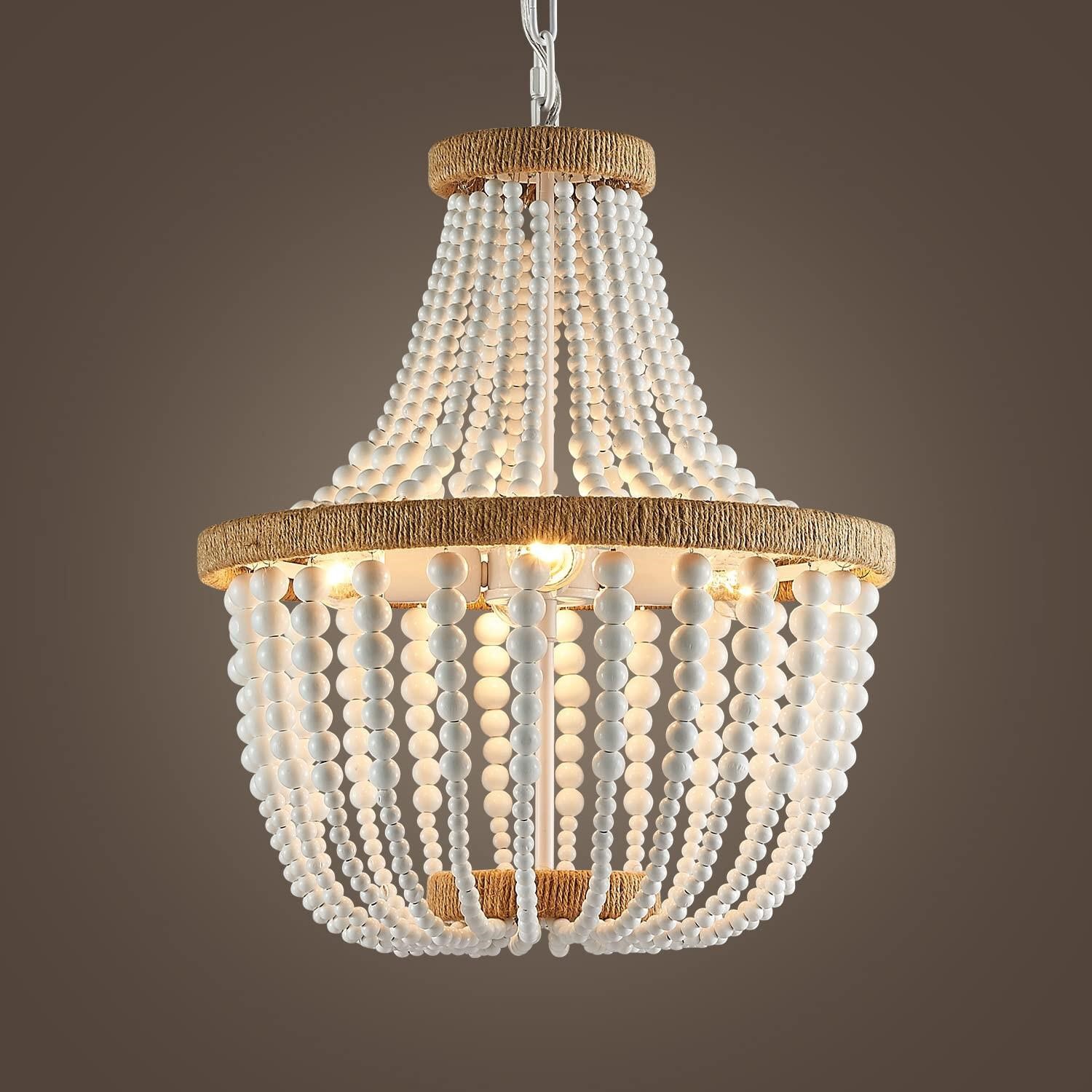 AGV LIGHTING Farmhouse Wood Beaded Chandeliers, Re