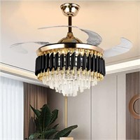 YOYWE 42'' Luxury Crystal Chandelier Ceiling Fan R