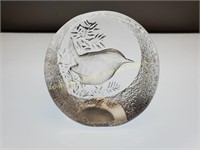 Glass Bird Paperweight - Signed