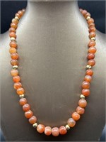 14K Gold & Carnelian Bead Necklace Total Wt