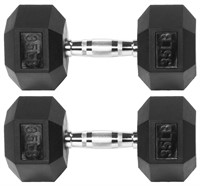 Signature Fitness Rubber Encased Hex Dumbbell, 35L