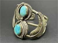 Silver Tone & Turquoise Cuff Bracelet