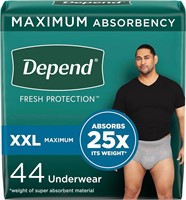 $48  Depend Men's Underwear  XXL  Grey  44 Ct