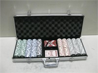 8"x 21"x 3" Metal Case W/ Poker Set