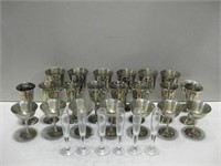Silver Plated Cups & Glass Flutes Tallest 7"