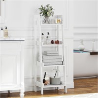 $80  UTEX 4-Tier Ladder Shelf  Freestanding  White