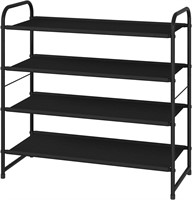 4-Tier Shoe Rack  Expandable Shelf Storage  Black