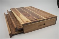 $139  Acacia Wood Cutting Board Caddy  2-Drawer
