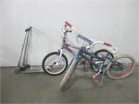Two Girls Bikes W/Two Razor Scooters See Info