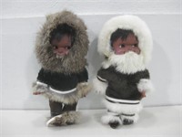 Two Vtg 13" Kippie Eskimo Dolls