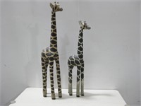 Two Wood Giraffe Tallest 31"