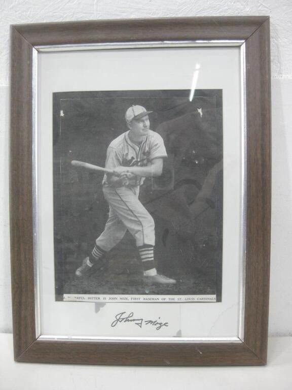 Autographed Framed Johnny Mize Print See Info