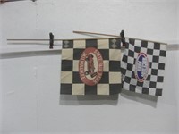 Two Vtg Race Flags Largest 16"x 17.5" See Info