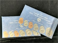 (2) 1991 Pair of D & P Uncirculated Mint Sets