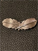 Vintage Sterling Doluble Leaf Brooch