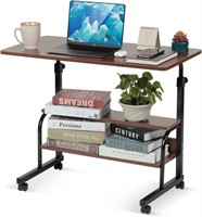 $50  Portable Rolling Desk  Adjustable  Brown