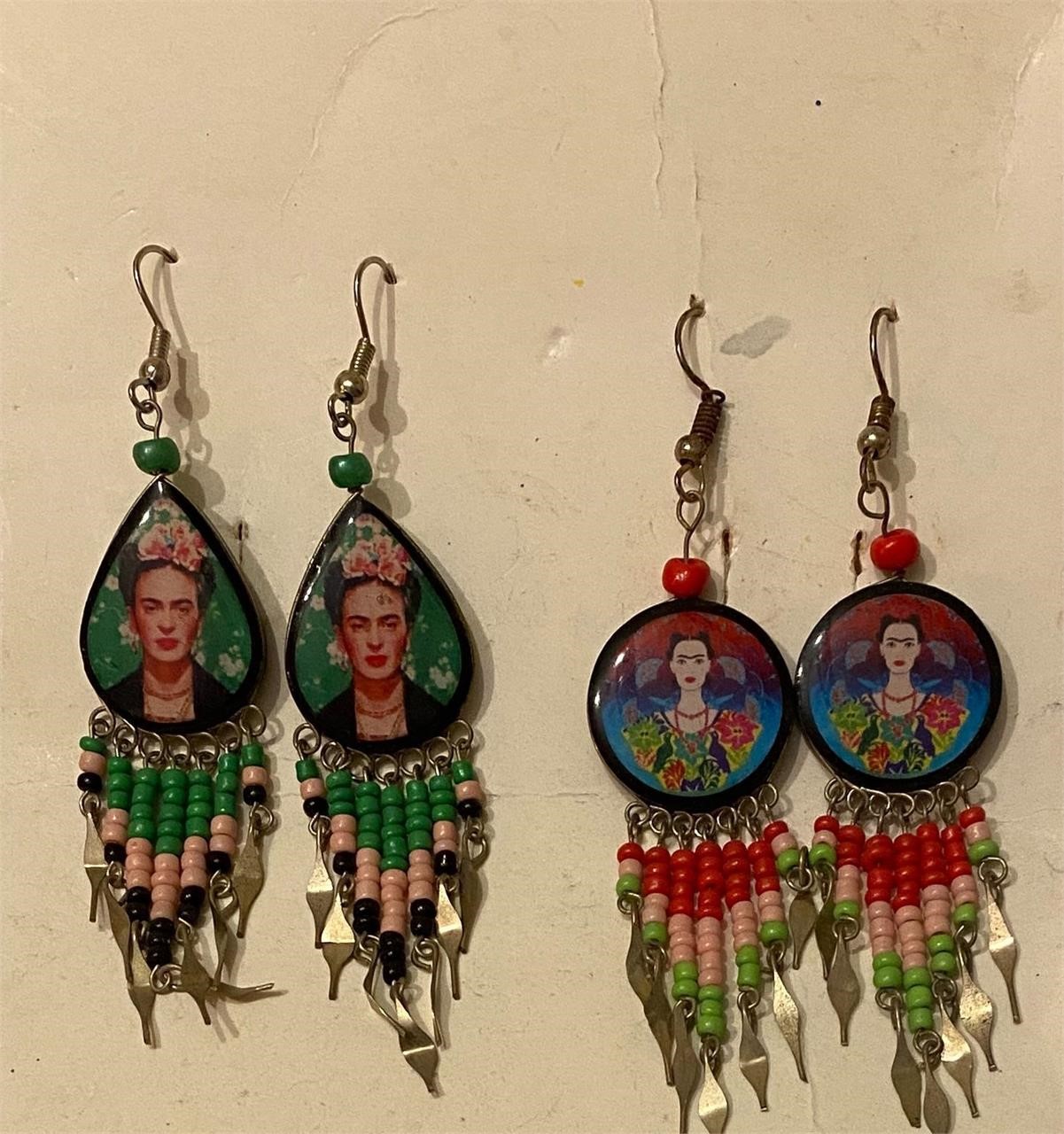 Frida Kahlo Earrings Old, Metal Frida Earrings