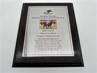 2002 Geelong Racehorse Of The Year Plaque