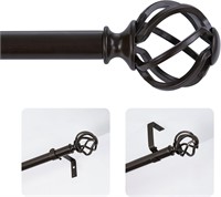 $37  Black Curtain Rod: 72-144 Inch  Cage Finials
