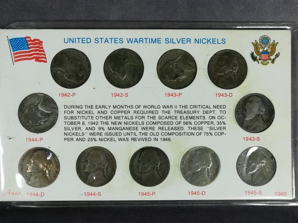 Untied States Wartime Silver Nickels