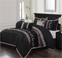 E1558  Nanshing Riley 7-Piece Comforter Set Black