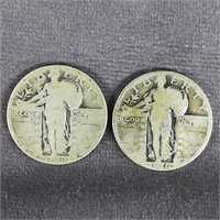 (2) Standing Liberty Quarters 1930s Hard to Read