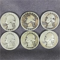 (6) 1940's Quarters (1940, 1942, 1943, 1944)